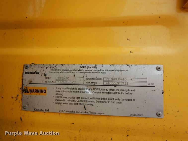 image for item DF4202 2013 Komatsu PC360LC-10  hydraulic excavator