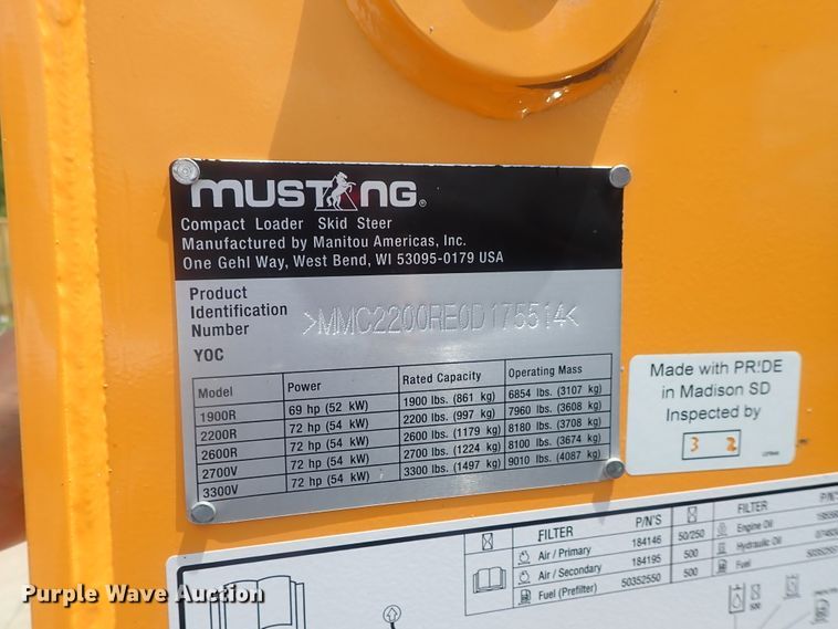 image for item DG2383 2017 Mustang 2200R  skid steer loader