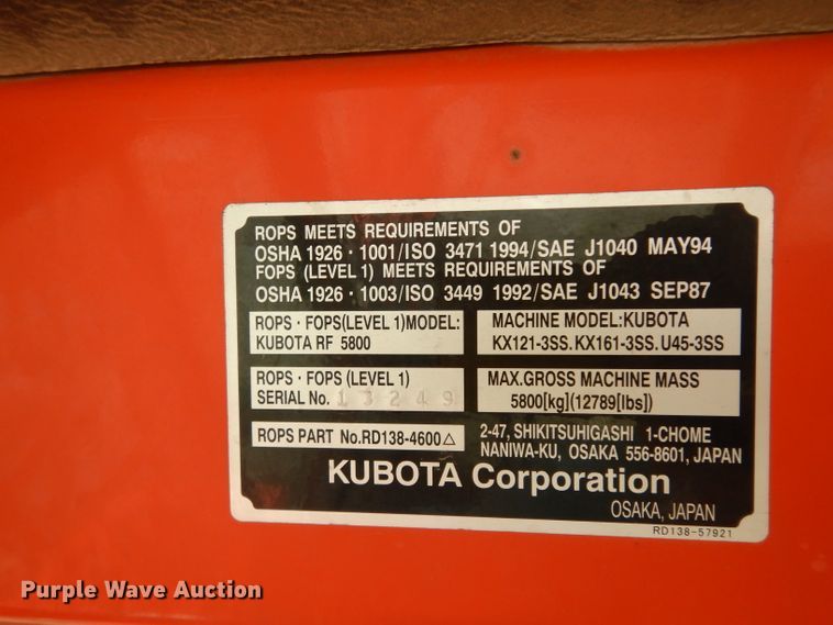 image for item DJ4263 2005 Kubota KX121-3  mini excavator