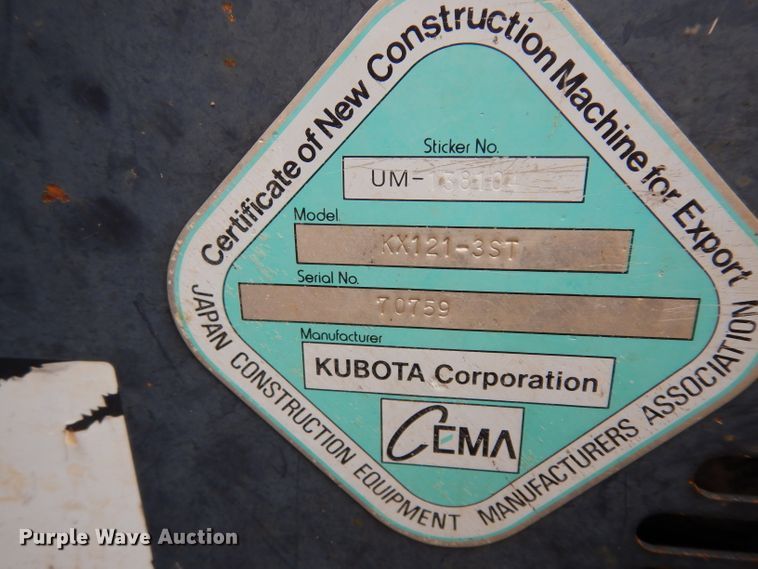 image for item DJ4264 2008 Kubota KX121-3  mini excavator