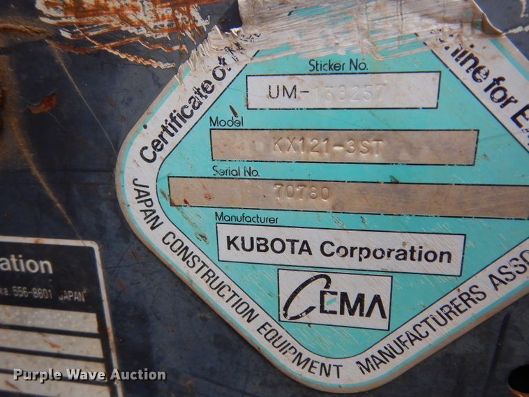 image for item DJ4271 2008 Kubota KX121-3  mini excavator