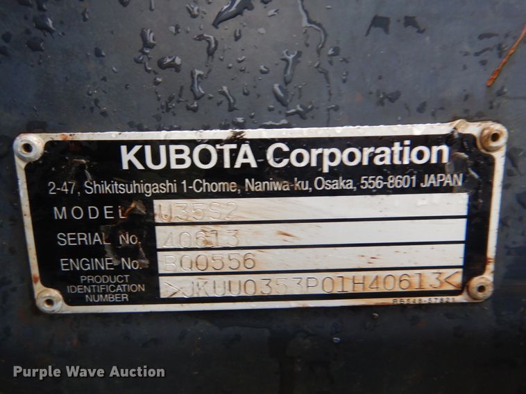 image for item GM9080 2012 Kubota U35 Super Series 2  mini excavator