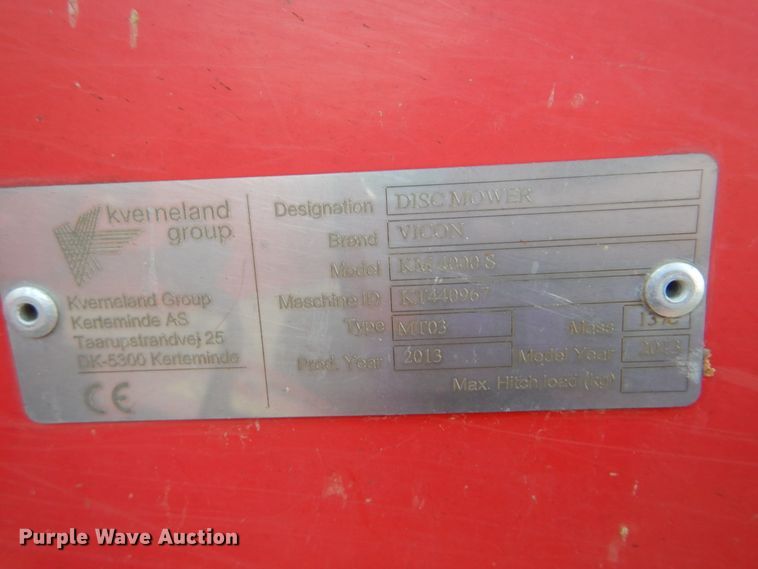 image for item DG8720 2013 Vicon KM4000S disc mower