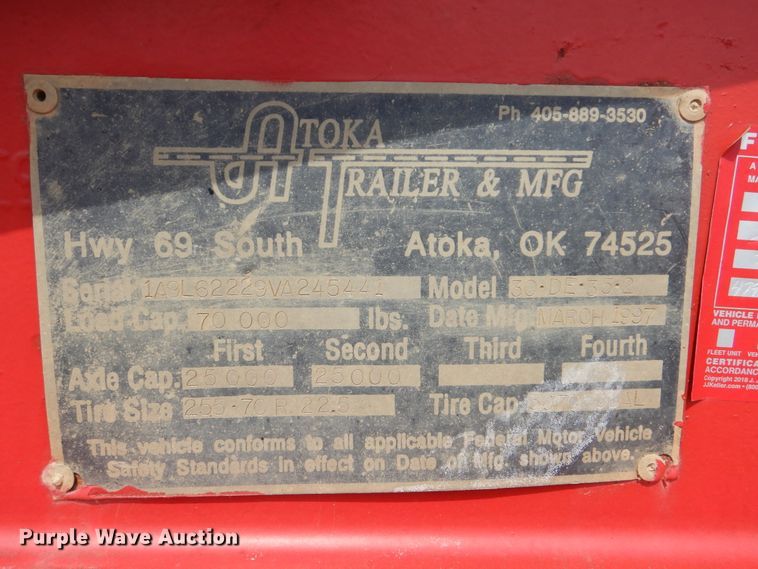 image for item DG8696 1997 Atoka 30DE352 equipment trailer