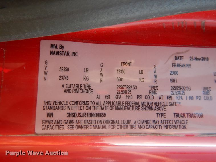 image for item GV9099 2011 International ProStar  semi truck