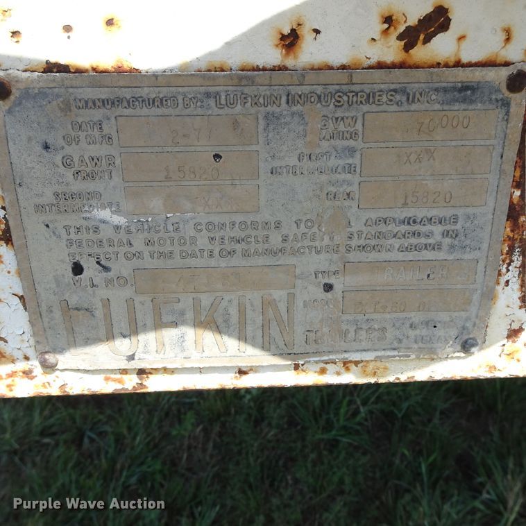 image for item HC9066 1977 Lufkin EXT-60 drop deck equipment trailer