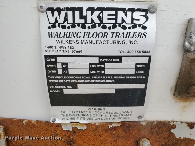 image for item HK9215 1997 Wilkens OK2LA22NCOYG walking floor trailer
