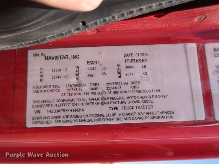 image for item HT9527 2014 International ProStar  semi truck