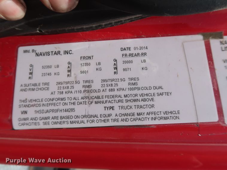 image for item HT9528 2015 International ProStar  semi truck