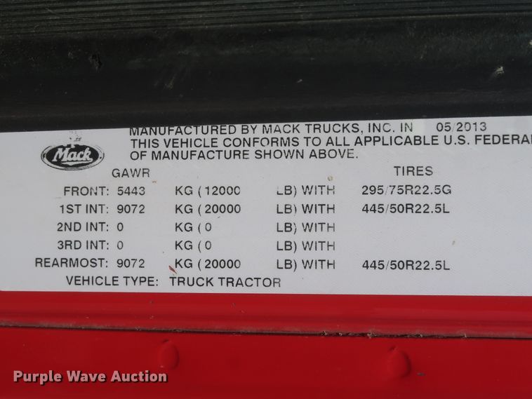 image for item HT9531 2014 Mack CXU613  semi truck