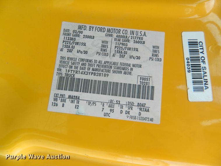 image for item DB4999 2000 Ford Ranger  SuperCab pickup truck