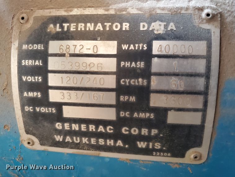 image for item DF7496 Generac 6872-0  generator