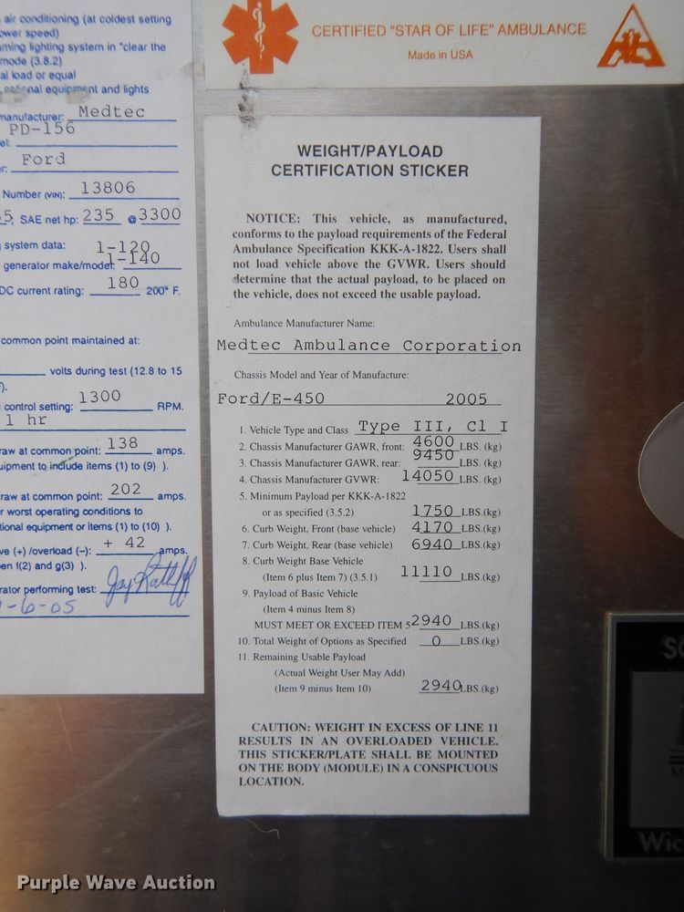 image for item DJ4290 2005 Ford E450  ambulance