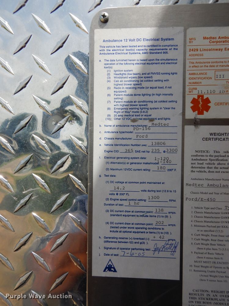 image for item DJ4290 2005 Ford E450  ambulance
