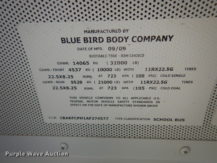 image for item DJ4302 2010 Blue Bird Vision  school bus