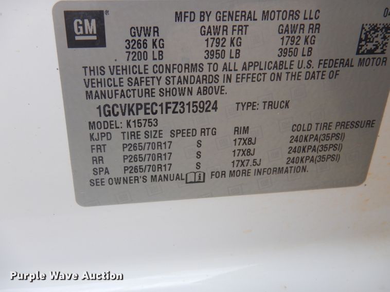 image for item DY9510 2015 Chevrolet Silverado 1500  Double Cab pickup truck