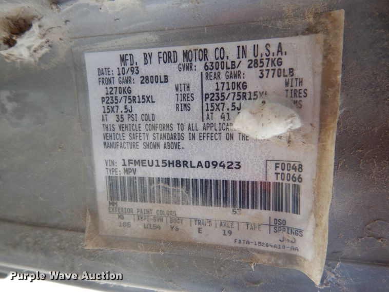 image for item FK9292 1994 Ford Bronco  SUV