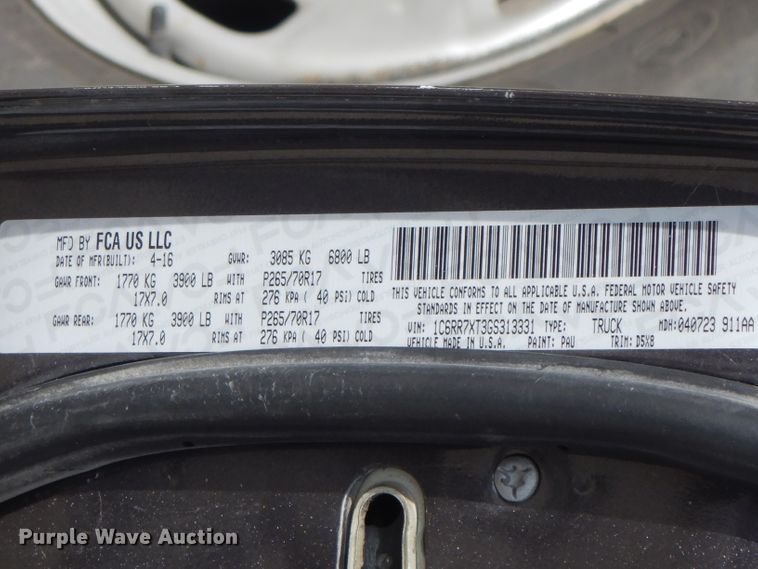 image for item FN9255 2016 Dodge Ram 1500  Crew Cab pickup truck