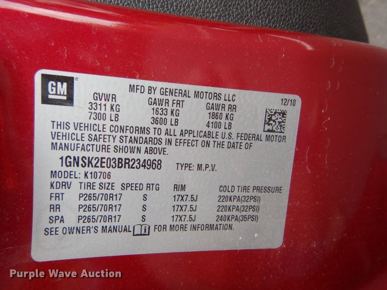 image for item GV9165 2011 Chevrolet Tahoe Police  SUV