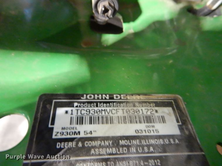 image for item GV9166 2015 John Deere Z930M ZTR lawn mower