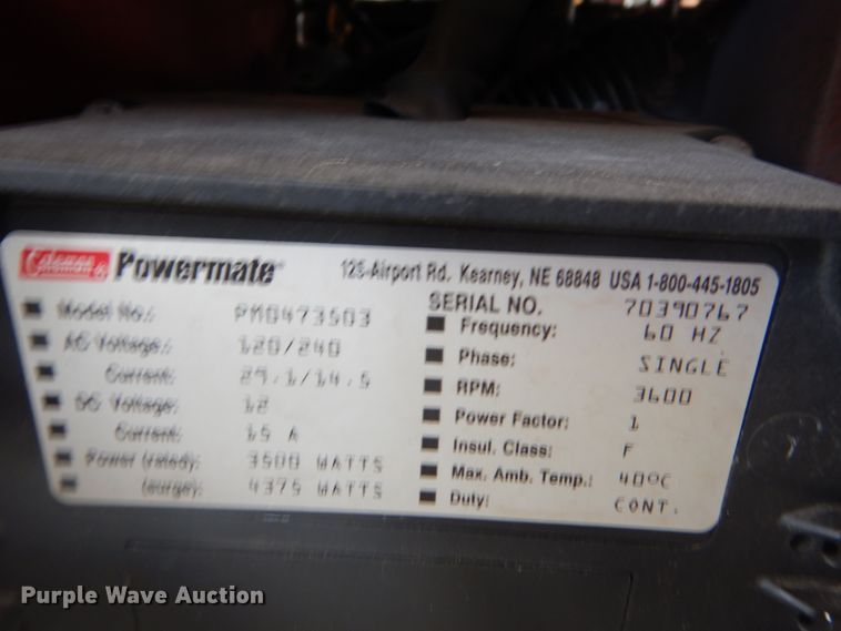 image for item GV9181 Coleman Powermate Vantage 3500 generator