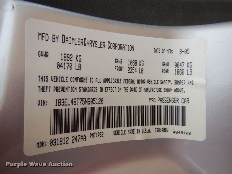 image for item HA9331 2005 Dodge Stratus