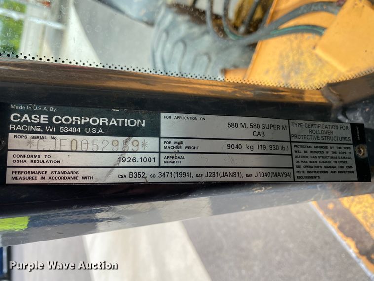 image for item HG9115 2001 Case 580 Super M  backhoe