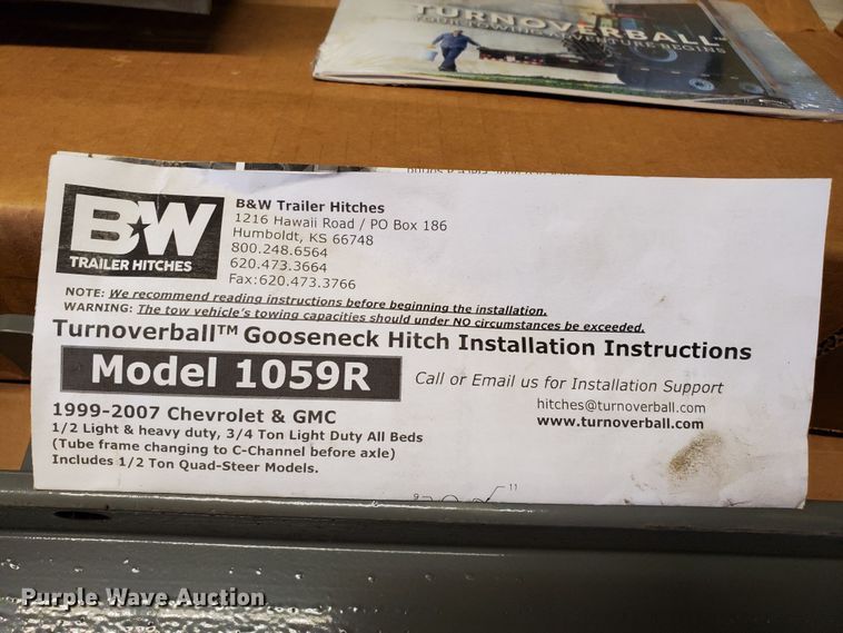 image for item HK9210 B&W 1059R Turnoverball gooseneck hitch