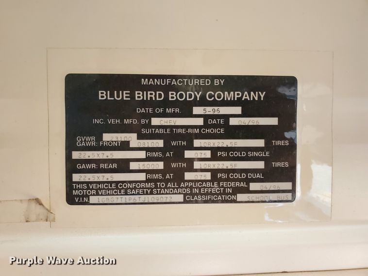 image for item HK9222 1997 Chevrolet  Blue Bird school bus