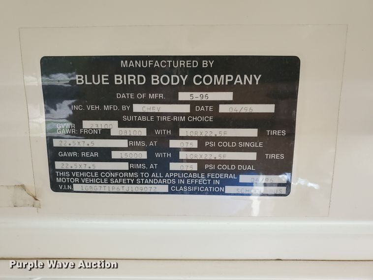 image for item HK9222 1997 Chevrolet  Blue Bird school bus