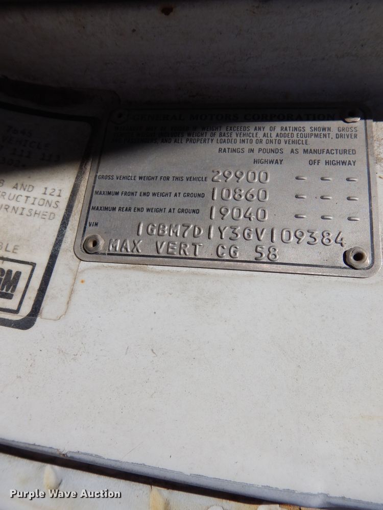 image for item DF6007 1986 Chevrolet C70 digger derrick truck