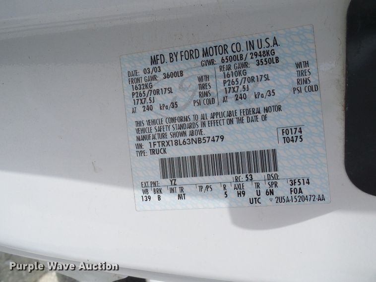 image for item DG1971 2003 Ford F150  SuperCab pickup truck