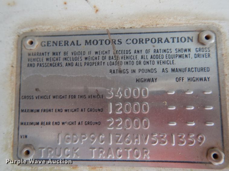 image for item DG6815 1987 GMC Brigadier  water truck