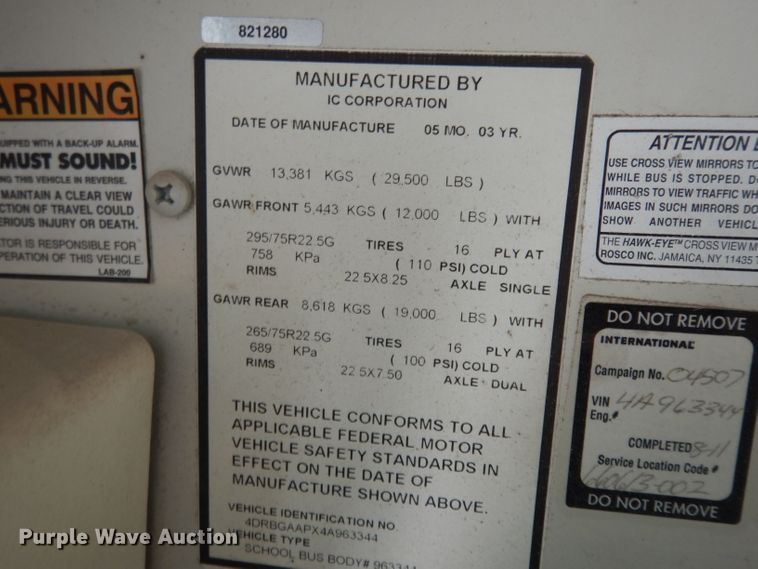 image for item DJ4306 2004 International FE300  school bus