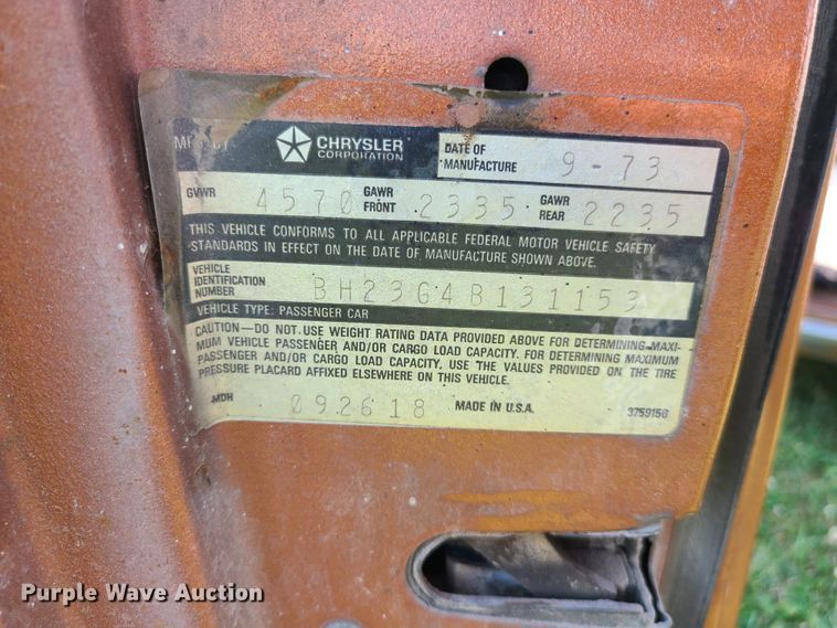 image for item EL9900 1974 Plymouth Barracuda