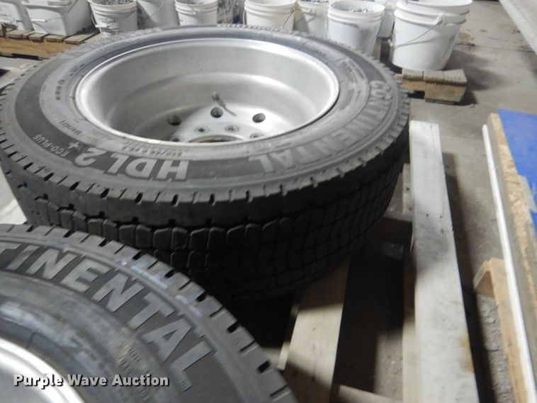 image for item FA9402 (2) Continental 295/60R22.5 tires and wheels