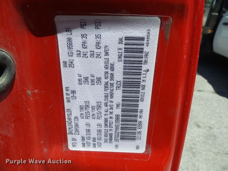 image for item GX9145 1999 Dodge Dakota  Club Cab pickup truck