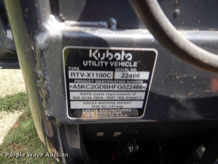 image for item HB9276 2015 Kubota RTV-X1100C  utility vehicle