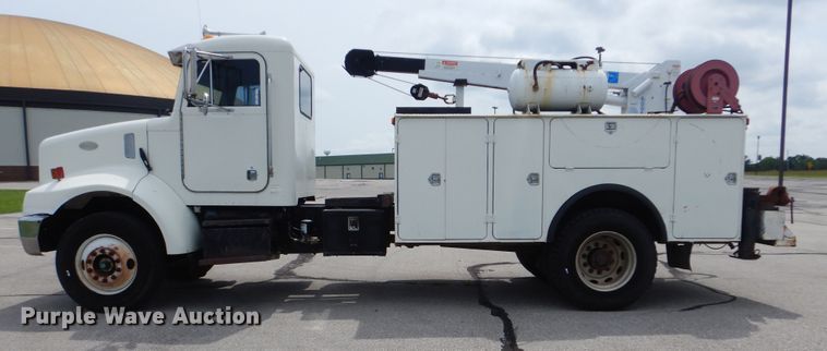 image for item HJ9827 1995 Peterbilt 330  utility bed truck with crane