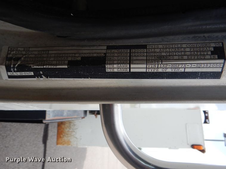 image for item HJ9827 1995 Peterbilt 330  utility bed truck with crane