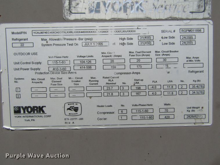 image for item HM9711 York AC unit
