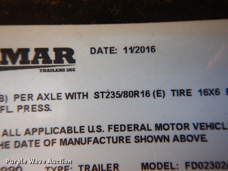 image for item HO9773 2017 Lamar FD02302A equipment trailer