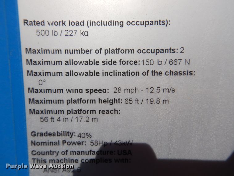 image for item HO9776 2002 Genie S65  boom lift