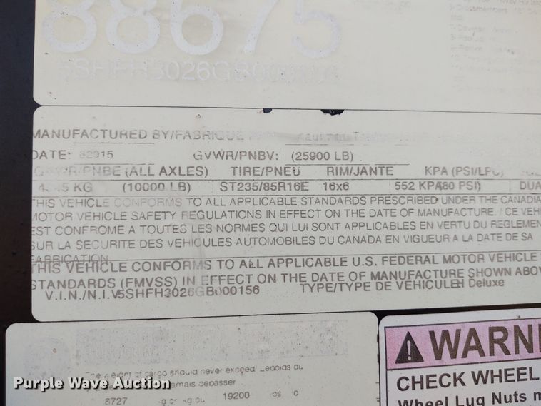 image for item DE7008 2016 Kaufman equipment trailer