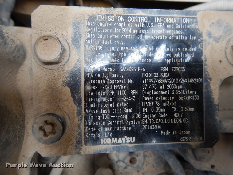 image for item DF5227 2015 Komatsu PC138US-10  excavator