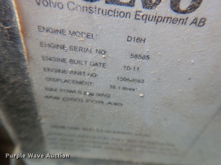 image for item DF5228 2012 Volvo A40F  haul truck