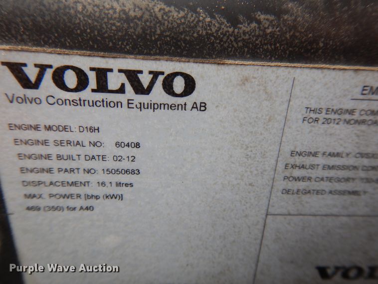 image for item DF5229 2012 Volvo A40F  haul truck