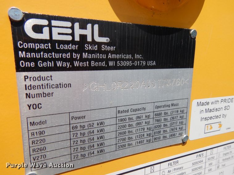 image for item DG2663 2014 Gehl R220  skid steer loader