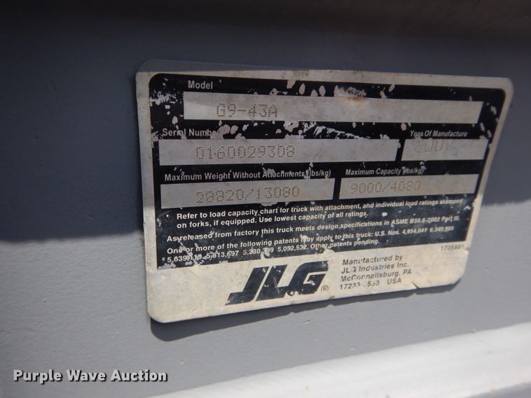 image for item DH4477 2007 JLG G9-43A  telehandler