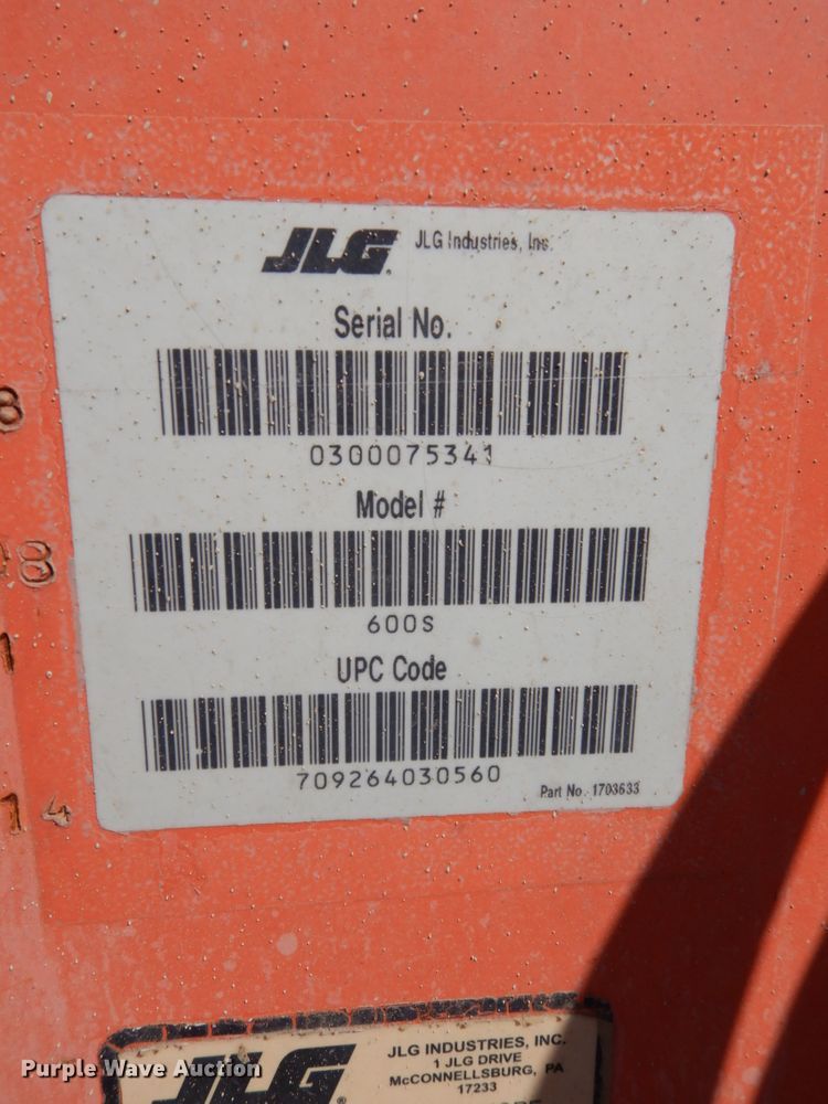 image for item DH6512 2004 JLG 600S  boom lift